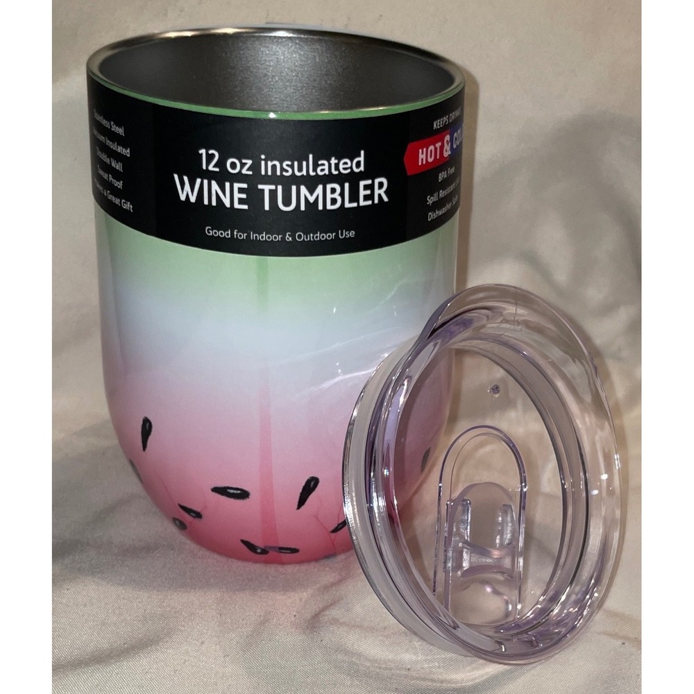 Cambridge 12oz Insulated Wine Tumbler Watermelon Ombre Stainless Steel New
